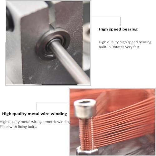 Brushless Induction Coil Motor, 25cm Diameter Star Coil Rotor for Electromagnetic Principle Demonstration, Acrylic Base, USB Powered Science Desk Decor, for Physics Teaching - Image 4