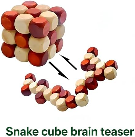 MAGIKON Brain Teaser Cube Puzzle Toy, Snake Cube Wooden 3D Puzzle - Image 5