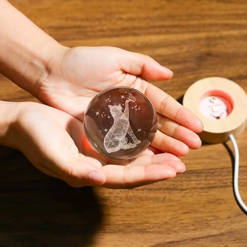 3D Cat Crystals Ball - Glass Cat Figurines & Decor for Room, Birthday or Keepsake - Image 4