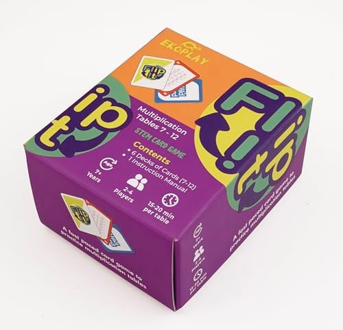 FLIP IT Card Game - Multiplication Tables 7-12 | Kids Practice Multiplication Tables, for 7 Years and Above by EKOPLAY