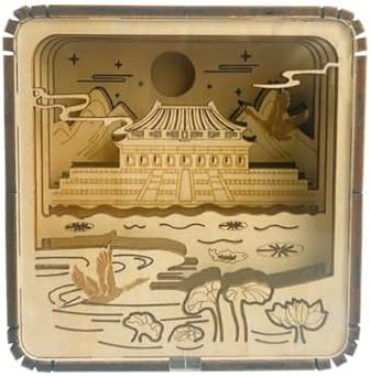 Wooden Carved Night Light 3D Three-Dimensional Puzzle Wooden Craft Decoration, Moonlit Landmark of The Forbidden City, Cultural and Creative Gifts - Image 2