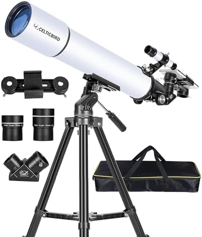 Celticbird Telescope for Adults Astronomy Beginners, 80mm Aperture 800mm Refractor Telescopes for Adults High Powered with AZ Mount, Carry Bag, Phone Mount by CelticBird