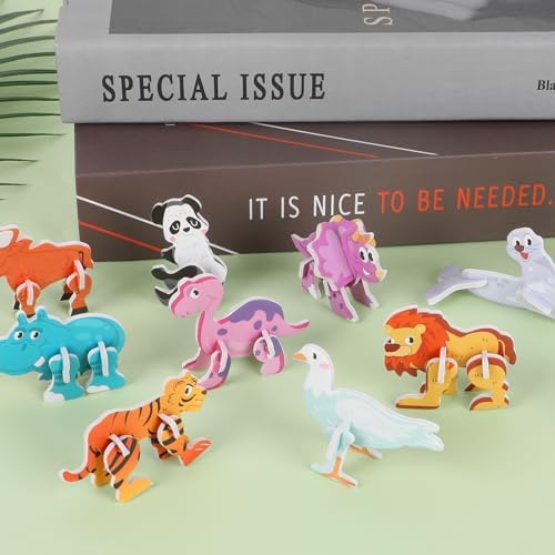 CCINEE 25 Pcs Educational 3D Cartoon Puzzles for Kids,3D Animal Learning Educational Paper Puzzle Game for DIY Crafts Gifts - Image 7