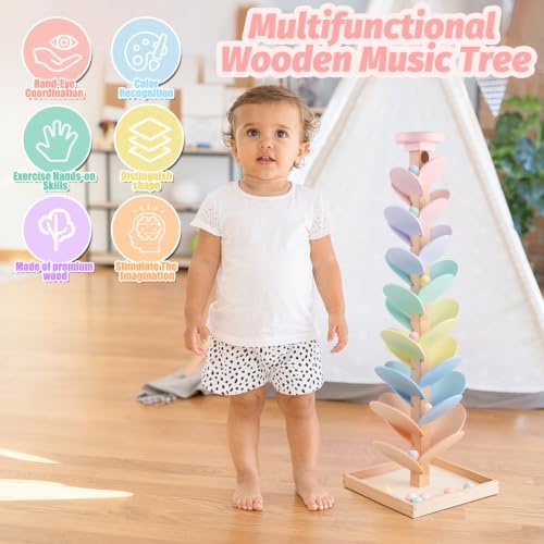 Wooden Marble Run Ball Drop Montessori Toy for 4-8 Boys Girls (Height: 28") - Image 5