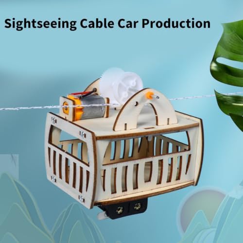 Motor Driven Cable Car Model Toy with Wooden Assembly Build and Visible Gear Transmission for Students Families and Home Learning Projects Cable Car Model Wooden Build Science Toy Motor Driven Gear - Image 6