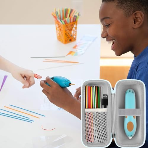 Leayjeen Storage Case Compatible with 3Doodler Start+ Essentials for 3D Pen Set for Kids, for Kids Ages 8-12,Fit for 3D Printing Pen Carrying case(Case Only)-Blue Robot - Image 6