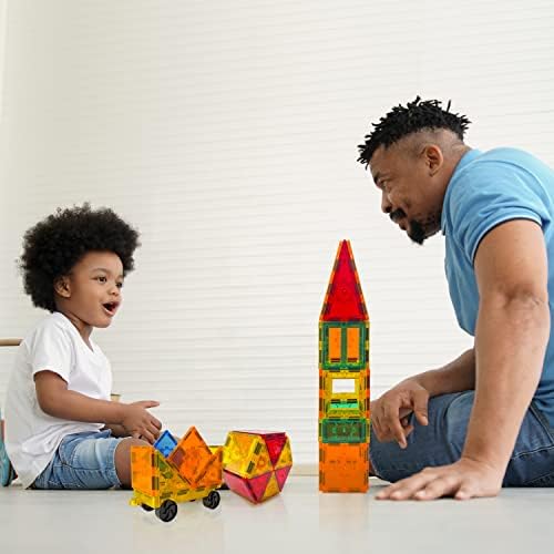Tytan Tiles 80-Piece Magnetic Tiles Building Set, Ergonomic Design, Kids’ STEM Toy, Race Cars, Architectural Building, Creative Play, Pattern Recognition, Includes Storage Bag, Ages 3 and Up - Image 4