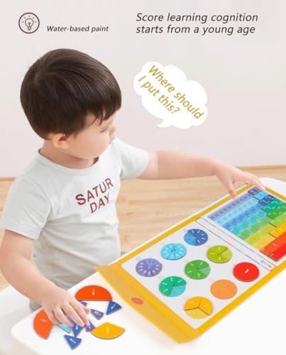 Magnetic Fraction Educational Puzzle for Kids, New Magnetic Fraction Tiles & Fraction Circles, Math Manipulatives Enhance Early Primary School Students Mathematical Skills(Hippo Style) - Image 4