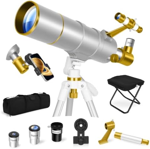 UncleHu 90mm Aperture 600mm Telescope for Adults Astronomy &Kids with Stool by UncleHu