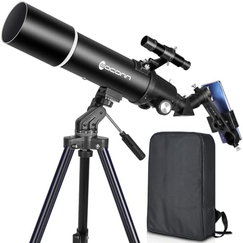 Telescopes for Adults Astronomy, 80mm Aperture 600mm Refractor Telescope for Kids & Beginners, Compact and Portable Travel Telescopio with Backpack by EACONN