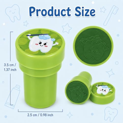 Cinrobiye 24 Pcs Teeth Stampers Party Favor Set, Cute Dental Health Stamps for Kids Birthday Party, Classroom Rewards, Educational Learning Toys, Goody Bag Fillers, Dental Care Party Supplies - Image 2