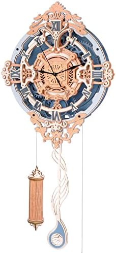 ROKR 3D Puzzles for Adults Vintage Wooden Pendulum Clock Kits 12", Mechanical Building Model Kits DIY Wall Clock Hobbies for Adults Home Decor Gifts by ROKR-InterestingSmartPuzzleToys