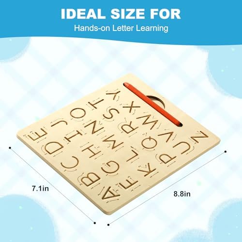 Wooden Letters Practicing Board,Reusable Handwriting Alphabet Tracing Board Double-Sided Toddlers and Preschool Gifts Learning Toys Learning to Write ABC for Kids Ages 3-8 - Image 3