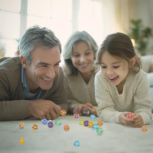 Glass Marbles for Kids: Chinese Checkers Replacements Marble Games for Kids 8-12 Travel Home School - Game Birthday Marble Games Patterns for Girls Boys (30 Pack of A and B) - Image 3