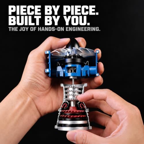 DM122 Mini Metal Turbofan Engine Model Kit that Works, 170+ Parts 1:20 Scale 4.41”H x 7”L x 3”W All-Metal Jet Engine Model with Transparent Cover, STEM Educational Assembly Kit, Desk Decoration Gift - Image 4