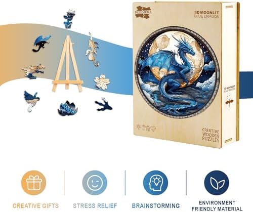 Wooden Puzzles for Adults,Moonlit Dragon Puzzles Gifts,13.4 * 13.4in 300pcs - Image 5