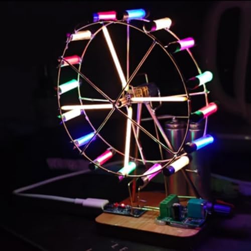 Rotating Colorful Ferris Wheel DIY Kit, Lighted Desktop Display, Rechargeable Power System, Hands-On Practice and Home Decor, Ideal Gift for Experiment Enthusiasts (Need Manual Soldering) - Image 2