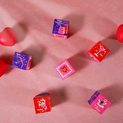 24 Pack Premium Valentine's Day Mini Cubes Set with Cards & Bags, 3x3x3 Puzzle Cubes (1.18 Inch) Heart-Themed Classroom Exchange Gifts, Valentines Gift, Bulk Party Favors, Goodie Bag Stuffers for Kids - Image 6