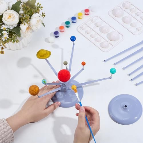 WEBEEDY DIY Solar System Model Painting Kit Adults Beginner Solar System Project with Plastic Balls, Display Stand, 12 Colors Acrylic Paints, Instruction, Arts and Crafts Gift for Holiday Birthday - Image 4