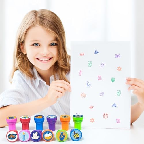 Cinrobiye 24 Pcs Hanukkah Stampers Party Favor Set, Cute Jewish Holiday Stamps for Kids Hanukkah Celebration, Classroom Rewards, Goody Bag Fillers, Holiday Party Supplies - Image 5