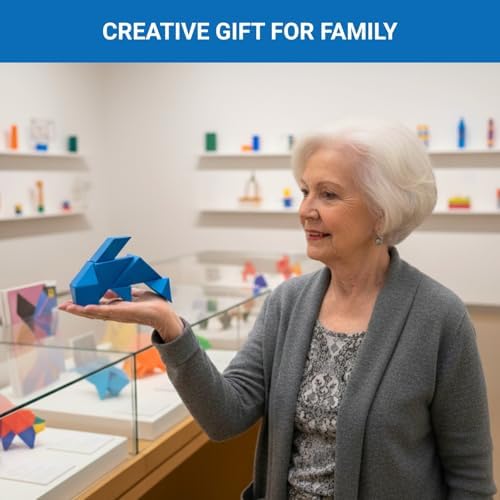 Pickagram Tangram 3D Magnetic Puzzle for Kids (8-12), Adults & Seniors | STEM Certified Fidget Puzzle - Magnetic Pattern Blocks for Cognitive Development, Creativity & Focus - Blue - Image 6