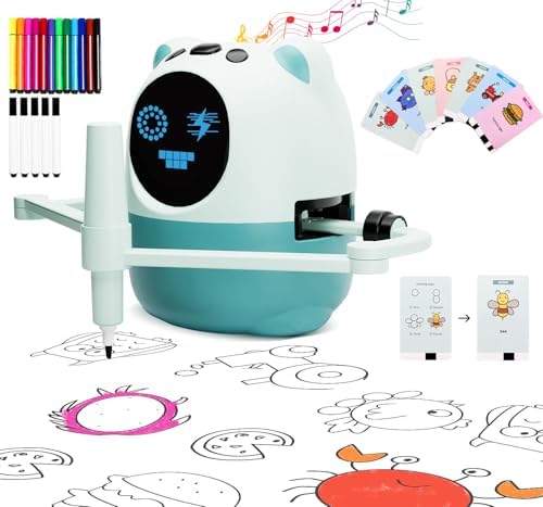 Drawing Robot for Kids with 150 Cards& 12 Color Pens，Montessori Drawing Learning Toys,Interactive Educational Robot Drawing Machine for 3 4 5 6 7 8 Year Old Boys Girls Christmas Birthday Party Present by Unknown