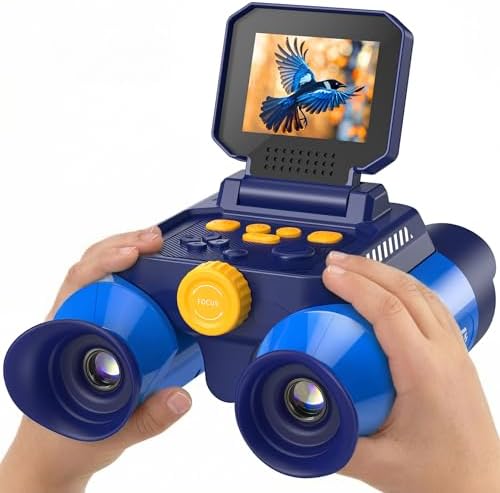 Binoculars for Kids with Night Vision, 2.4" HD Screen & 10X Zoom for Photo and Video - Outdoor Adventure Binoculars Bird Watching, Camping, Hiking, Gifts for Kids Ages 4+ (Blue) by Unknown