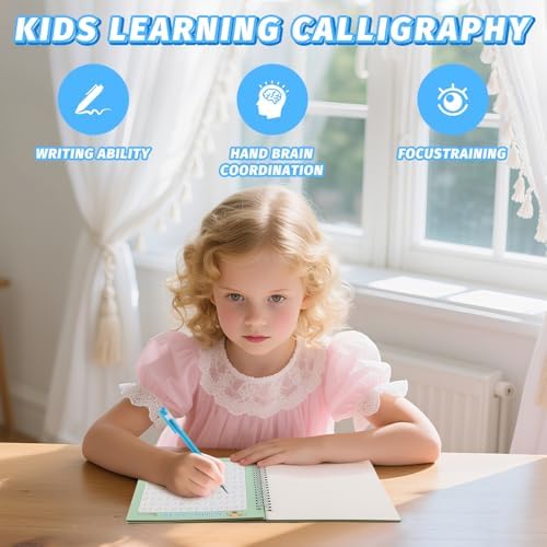 Grooved Magic Practice Copybook, Reusable Writing Practice Book, for Preschool Kids Age 3-8 ​Calligraphy (5 Books with 40 Pens) (Colorful) - Image 6