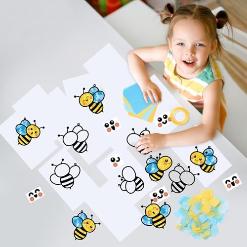 Qyeahkj 36 Set Summer Bee Suncatchers Crafts for Kids DIY Insect Bug Window Tissue Paper Craft Kit Hanging Decor for Classroom Home Activity Art Project Birthday Party Favor - Image 5