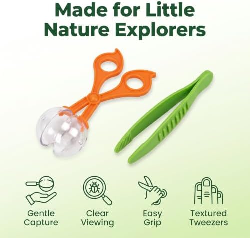 2Pcs Orange and Green Nature Exploration Tools Bug Insect Catcher Scissors Tongs Tweezers Clamp Cleaning Tool - Image 2