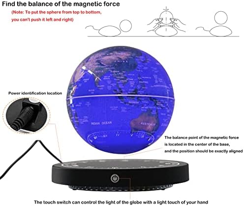 6" Magnetic Levitation Floating Globe with 7 Color LED Lights, Rotating Anti-Gravity World Map for Home & Office Decor, Educational Gift and Cool Tech Gadget - Image 5