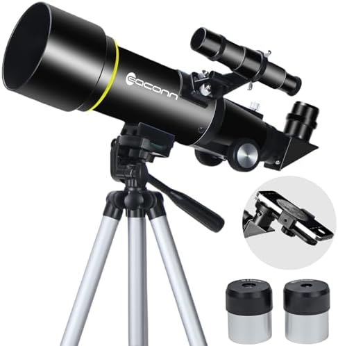 Telescopes, Telescope for Kids and Adults Beginners, 70mm Aperture 400mm Focus Length Refractor Travel Telescope with AZ Mount for Observe The Moon and Landscape by EACONN