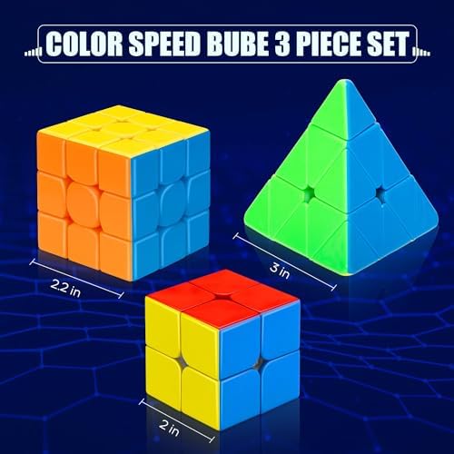 STEAM Life Speed Cube Set 3 Pack - Magic Cube Set with 3x3 & 2x2 Speed Cubes, Pyramid Cube - Smoothly Collection for Kids, Teens & Adults - Image 6