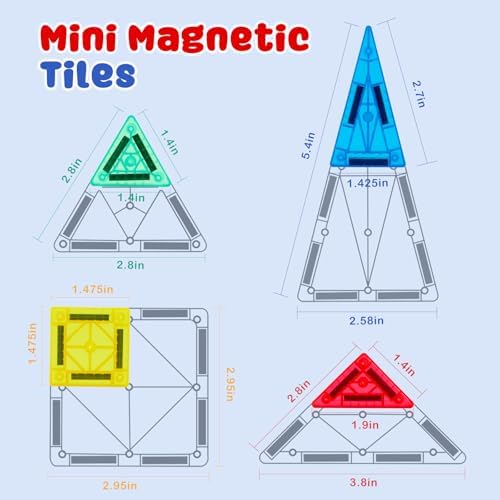Gemmicc 58 PCS Mini Magnetic Tiles, Magnet Toys with Metal Storage Box - Image 5