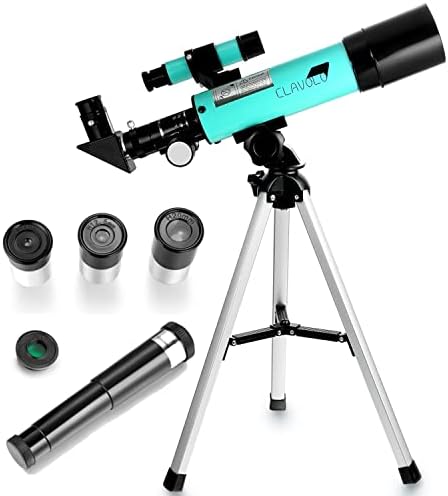 Refractor Telescope with Finder Scope for Kids & Astronomy Beginners, Travel Telescope with 3 Eyepieces Magnification 18X – 135X by CLAVOLO-OPTICS