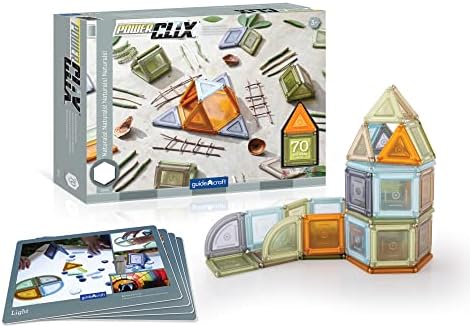 Guidecraft PowerClix Solids Natural - 70 Piece Set: STEM Magnetic Educational Construction Building Blocks with Inspiration Cards for Kids, Develop Motor Skills & Creativity by Unknown