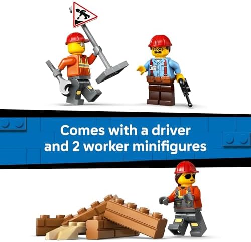 LEGO City Yellow Bulldozer Construction Site Building Toy for Kids, Ages 8+ - Pretend Play Set & Construction-Themed Building Blocks W/Toy Bulldozer Idea for Boys & Girls - 60466 - Image 6