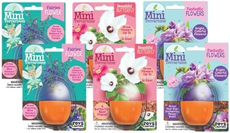 Toys By Nature Mini Terrarium Flowering Bundle, 100% USA Made Complete Starter Kit Includes 2 Each of Lobelia, Dixie Belle Hibiscus, Rose of Sharon, Easy to Grow Planting Seeds Just Add Water by ToysByNature
