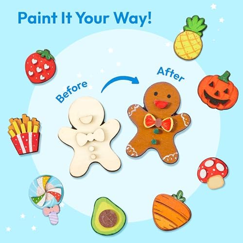 JOYIN 12 pcs Wooden Magnets, Painting Craft for Boys and Girls, Spring and Rainy Day Activities Kit, Craft Toys Gifts for Kids Birthday Easter - Image 5