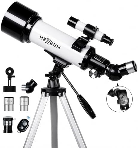 Koolpte Telescope for Kids, 70mm/500mm AZ Refractor for Beginners, White by Koolpte