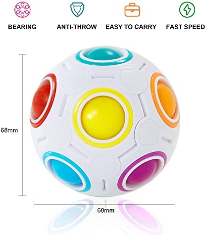 Vdealen Magic Rainbow Puzzle Ball, Fidget Ball Puzzle Brain Teaser Fidget Toy for Boys & Girls- Birthday Party Valentines Easter Christmas Stocking Stuffers for Kids Teen & Adults-2 Pack - Image 2