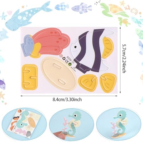 CCINEE 25 Pcs Educational 3D Cartoon Puzzles for Kids,3D Ocean Learning Educational Paper Puzzle Game for DIY Crafts Gifts - Image 5