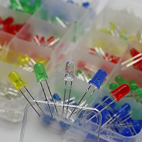 200Pcs 3mm & 5mm Led Light Emitting Diodes Assortment Kit, Mini/Tiny/Small Individual Led Single Light, Clear/White Red Green Blue Yellow Assorted Led Diode Bulbs Set for Arduino, Breadboard, etc - Image 2