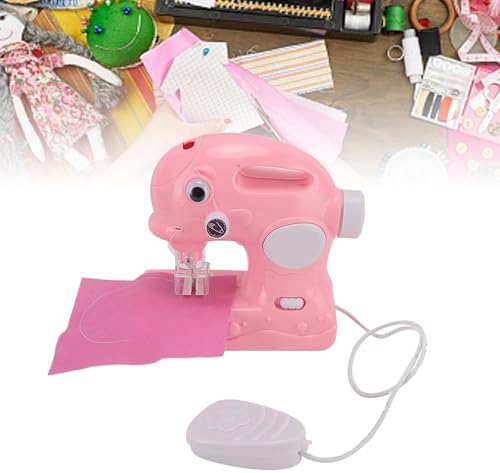 Kids Sewing Machine for Beginners, Portable Mini Sewing Toy for Girls, Rechargeable DIY Craft Kit with Cloth & Accessories, Fun Arts and Crafts Birthday (Pink) - Image 4