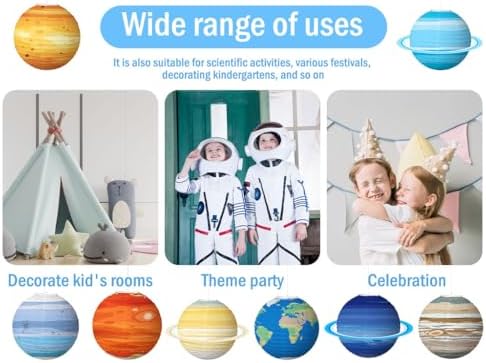 Anlising 8PCS Space Paper Lanterns, Hanging Paper Lanterns, Planet Lanterns Decoration, Hanging Galaxy Planets Decor, Space Theme Decor Children Birthday Party Decor (30x30CM) - Image 7