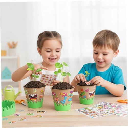 Kids Plant Growing Kit, 30 Peat Pots with 20 Fun Stickers & 6 Fences, Creative Garden Kit for Kids Gardening, Mother's Day Craft Favor Plant Growing - Image 6