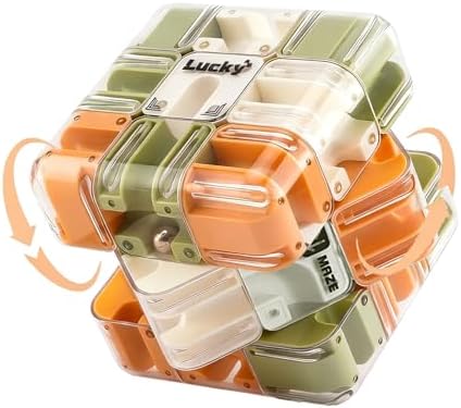 3D Cube Puzzle with Ball Track, Brain Teaser Logic Toy for Kids & Adults, Handheld Twist Challenge Cube for Spatial Reasoning, Easter Basket Stuffers for Boys Girls 8-12 Gifts(Orange) by Unknown
