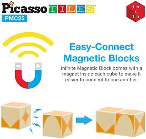 PicassoTiles 25 Piece Magnetic Puzzle Game Magic Cube Puzzles Brain Teaser Set Kids Toy Magnet Pattern Block Matching Toys with Free Ideabook 150+ Inspirations Included STEM Learning Early Education - Image 5