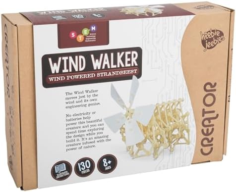 Heebie Jeebies Wind Walker STEM Activity- Mini Jansen Strandbeest DIY Model Kit Sculpture- Develop Problem-Solving, Creative Thinking Skills, Attention to Detail- No Electricity or Batteries- Ages 8+ by Heebie+Jeebies