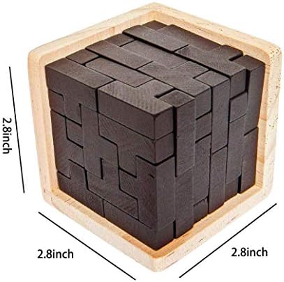 Wooden Brain Teaser Puzzles Box Brain Teasers Wooden Puzzle T-Shaped Geometric Intellectual Jigsaw Logic Cube Puzzles Mind Games for Kids and Adults - Image 2